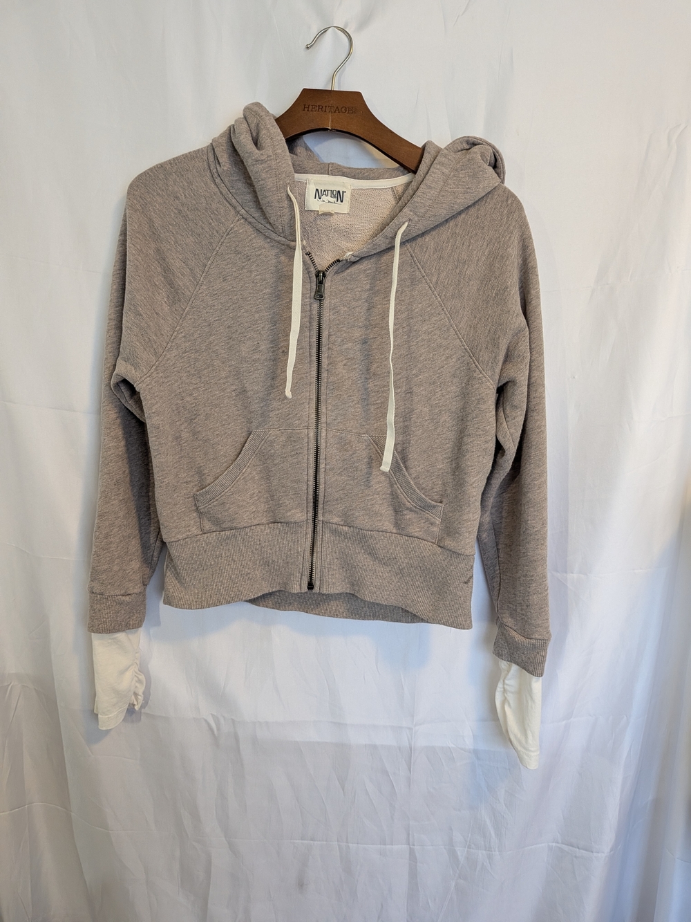 Nation LTD Heather Mauve Full-Zip Hooded Sweatshirt Size XS